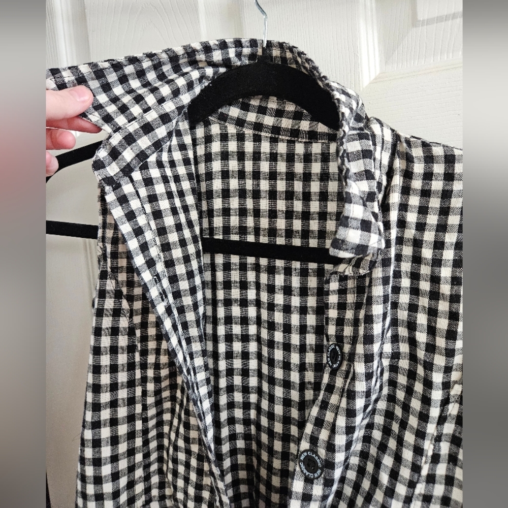 Vintage Black & White Checkered Shirt Tank Dress